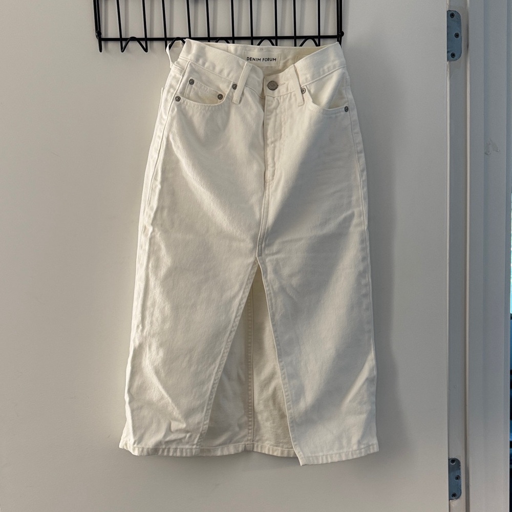 Denim Forum Cream Midi Skirt